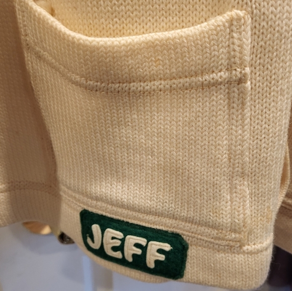 Vintage 1965 Varsity Button Up Letter Sweater Green & White - Picture 2 of 12